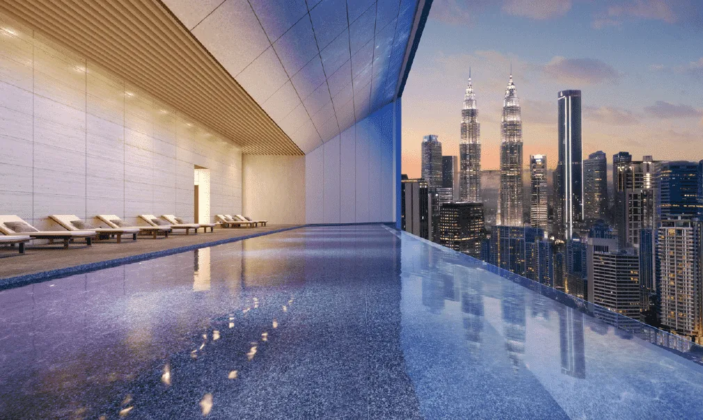 The Conlay heated skyline pool overlooking the Kuala Lumpur city centre